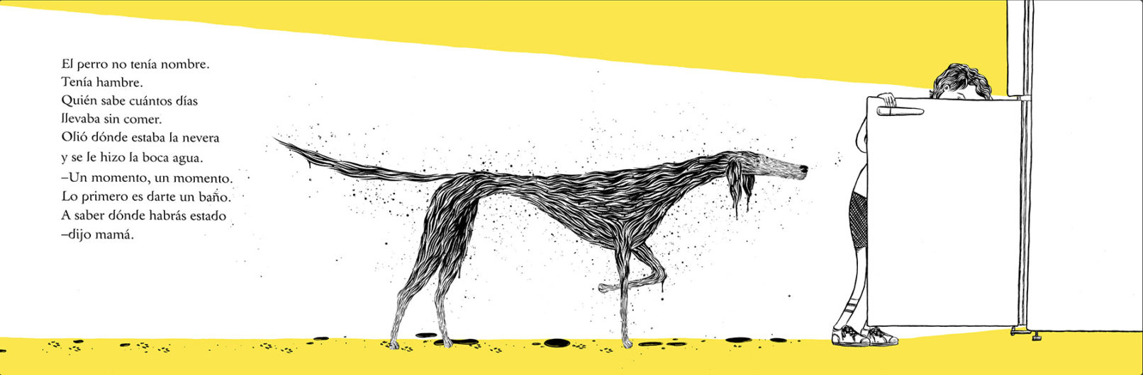 un perro en casa ilustrado por Ramón París